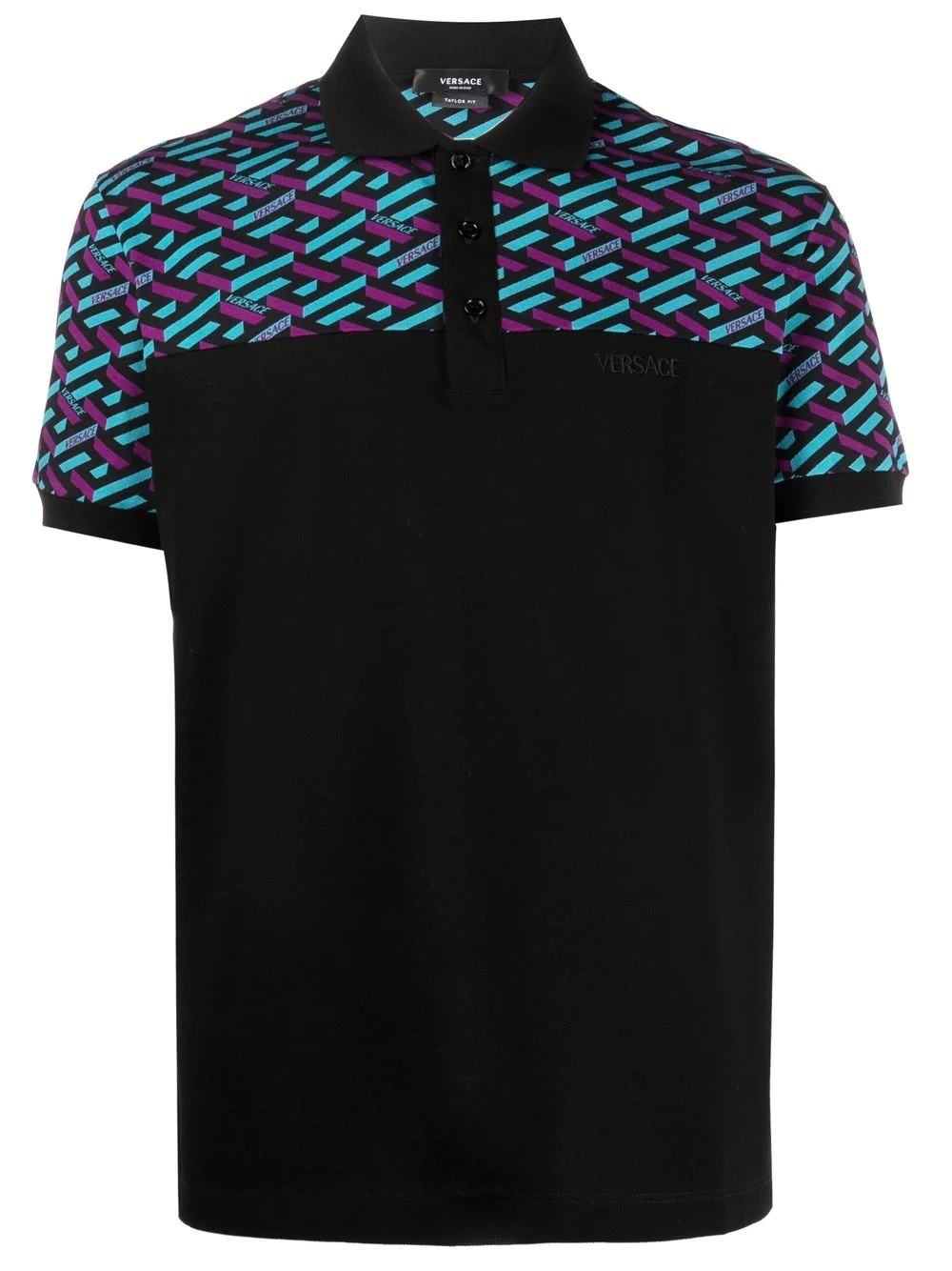 logo-print panel detail polo shirt - 1