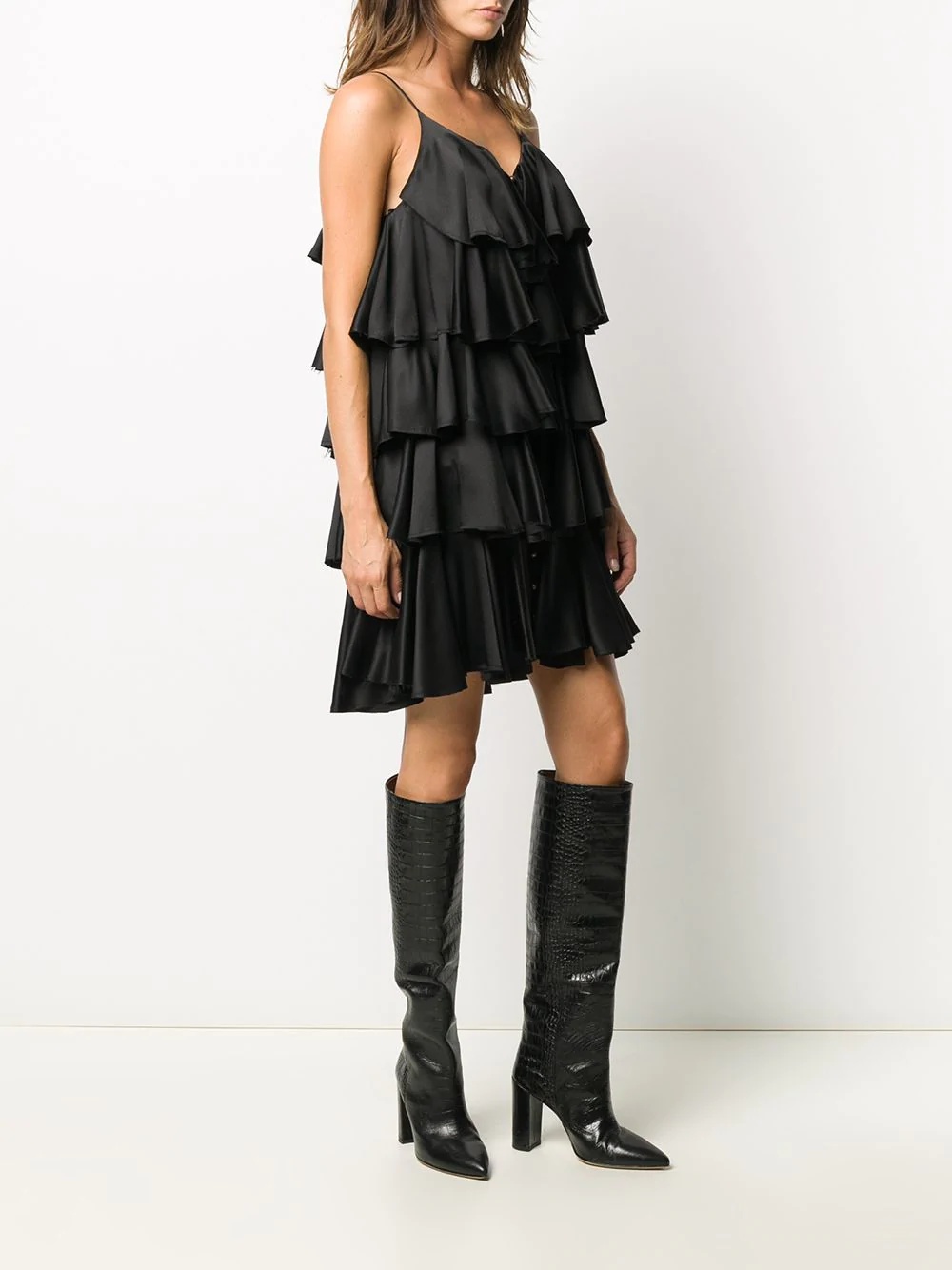 ruffle layered strappy dress - 3