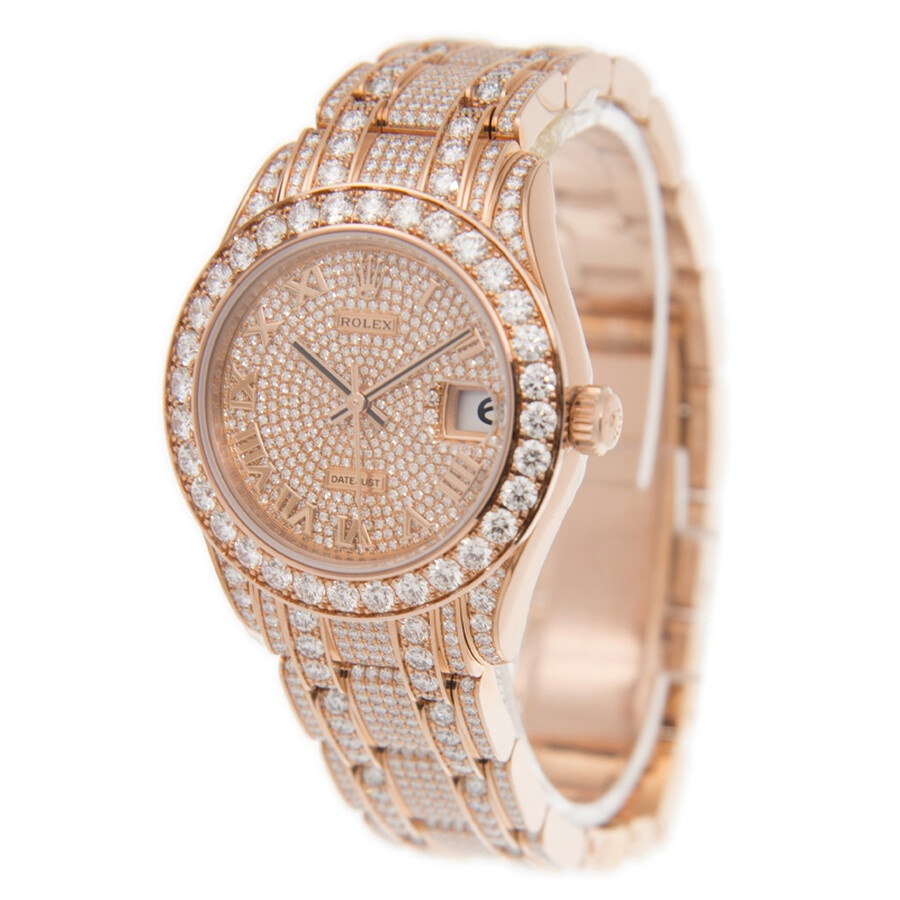 Rolex Pearlmaster 34 Rose Gold Diamond Paved Watch 81405 rbr-0001 - 2