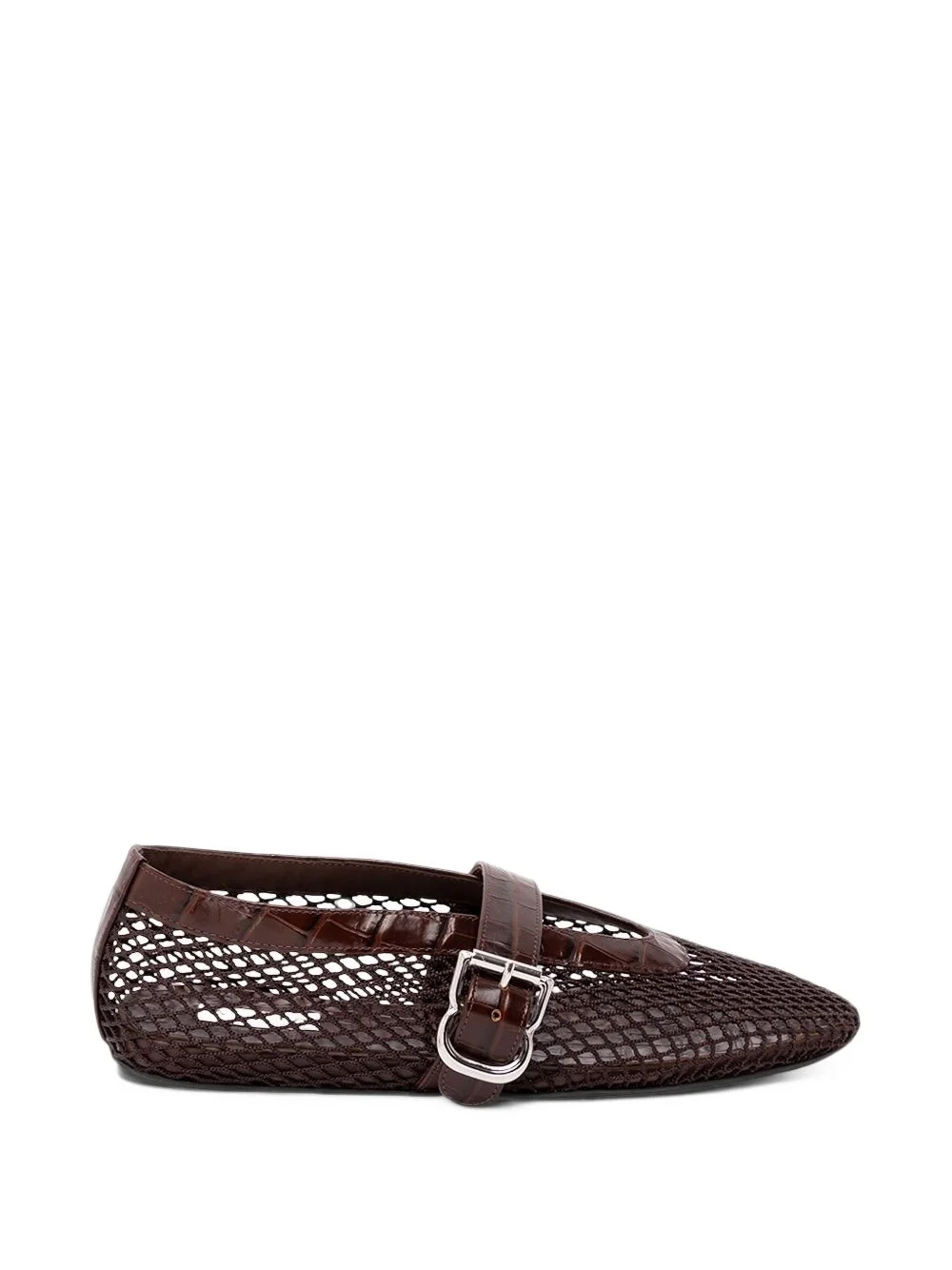 ballet flats in fishnet and crocodile embossed calfskin - 1