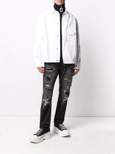 R13 distressed-finish straight-leg jeans outlook