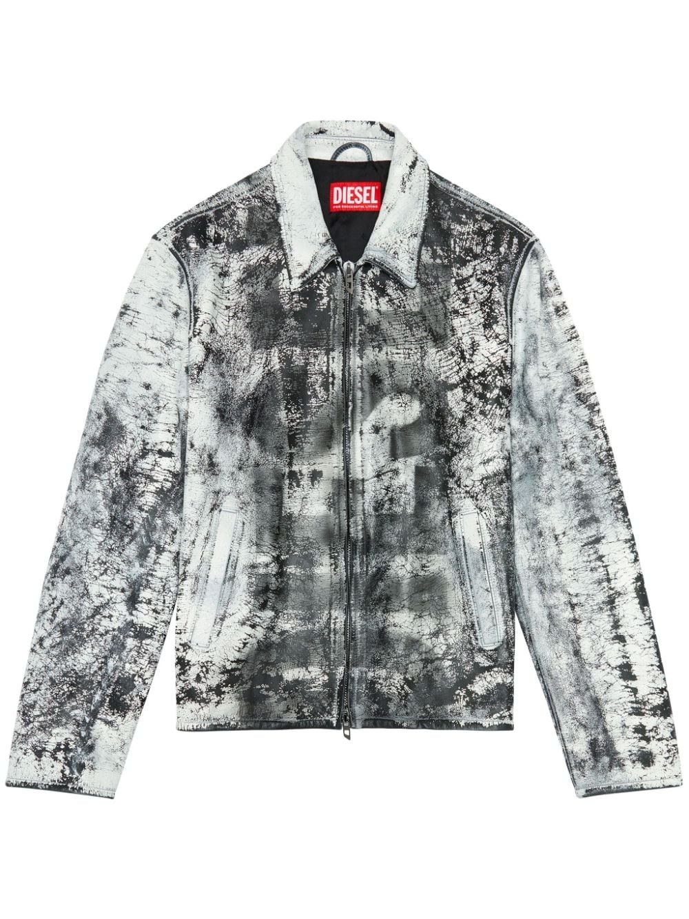 L-Pylon-A cracked-finish leather jacket - 1