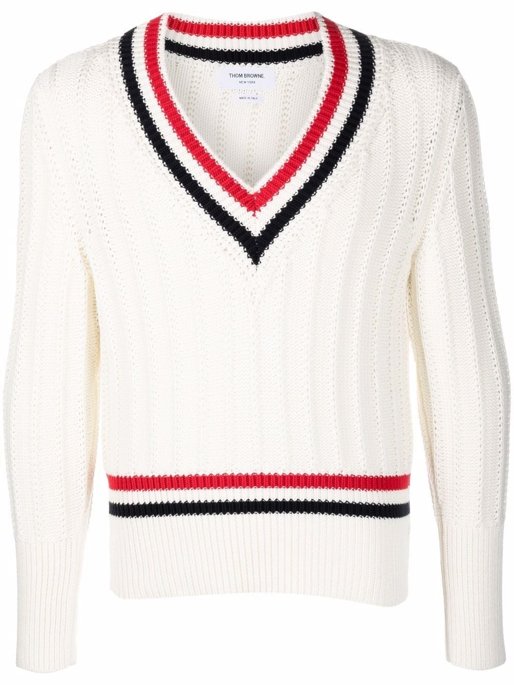 contrast-trim ribbed jumper - 1