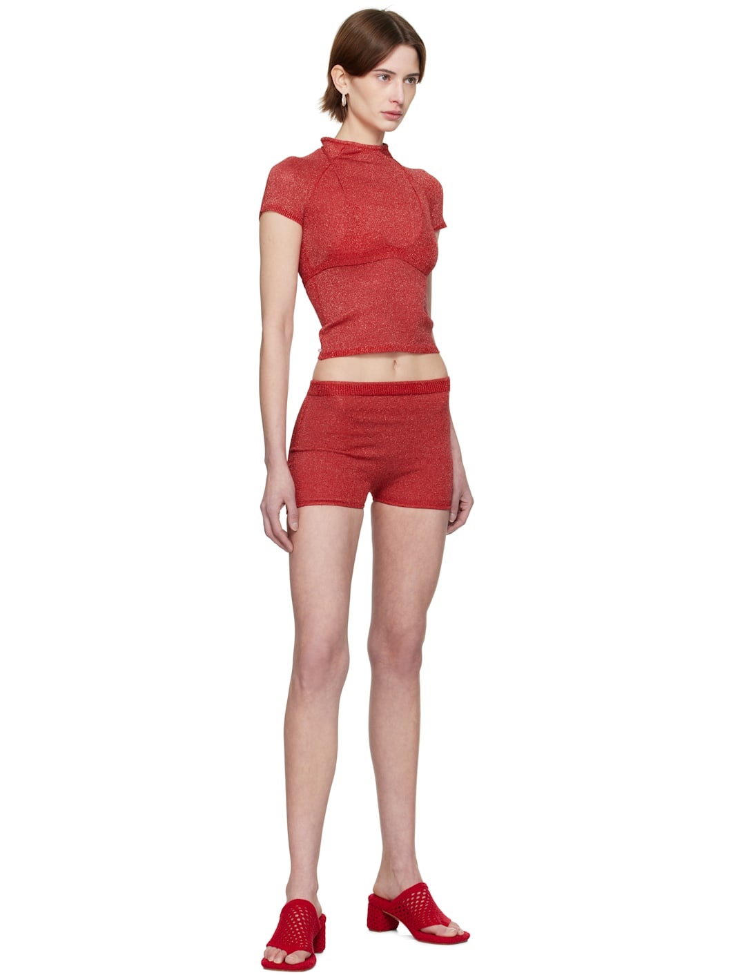 SSENSE Exclusive Red Knit Heeled Sandals - 5