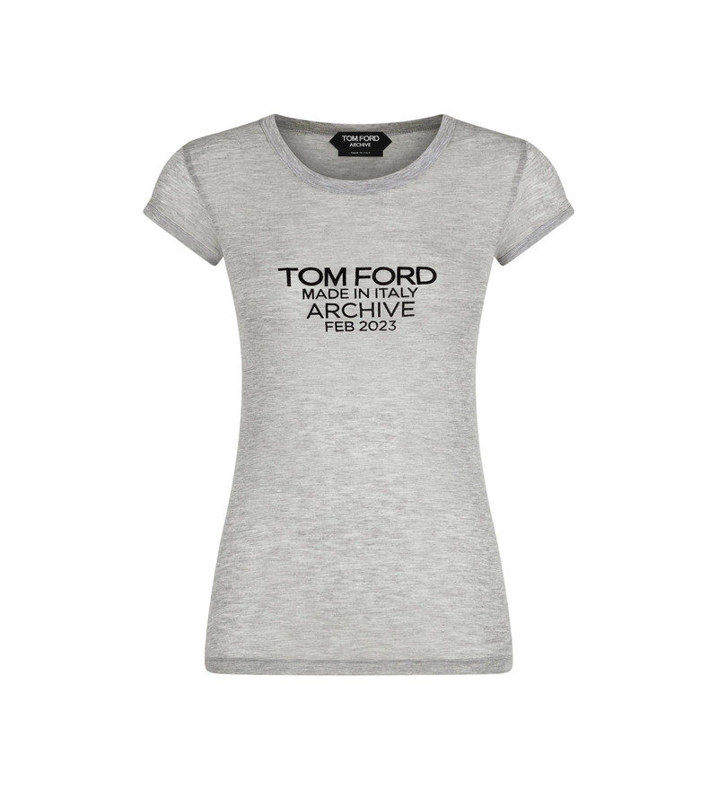 SILK JERSEY FITTED T-SHIRT WITH TOM FORD ARCHIVE LOGO 1