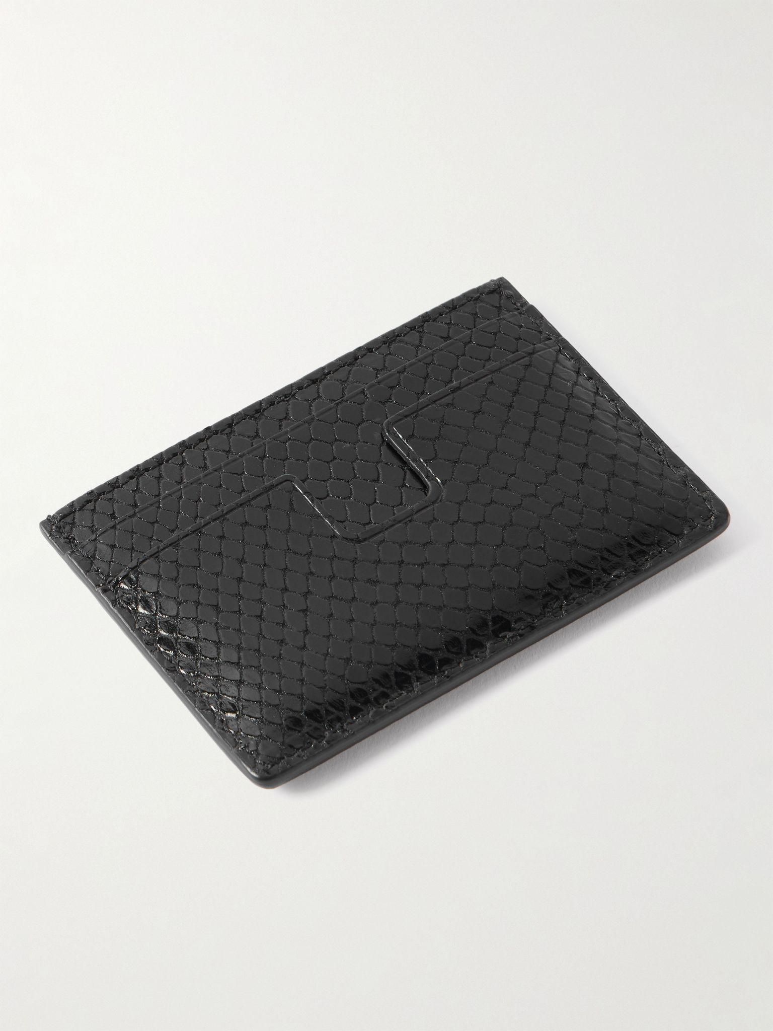 Snake-Effect Leather Cardholder Black - 2