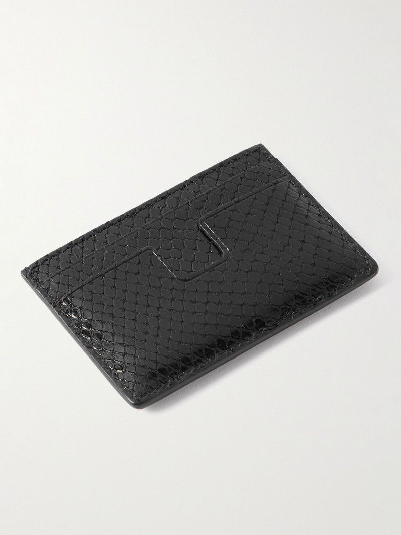 TOM FORD Snake-Effect Leather Cardholder Black outlook