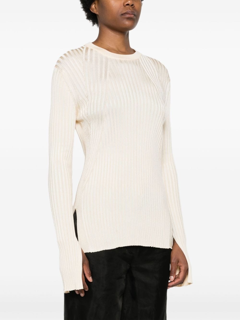 ribbed-knit crew-neck jumper - 3