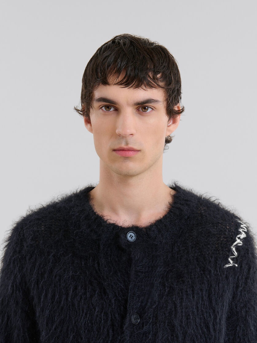 BLACK BRUSHED MOHAIR CARDIGAN - 4