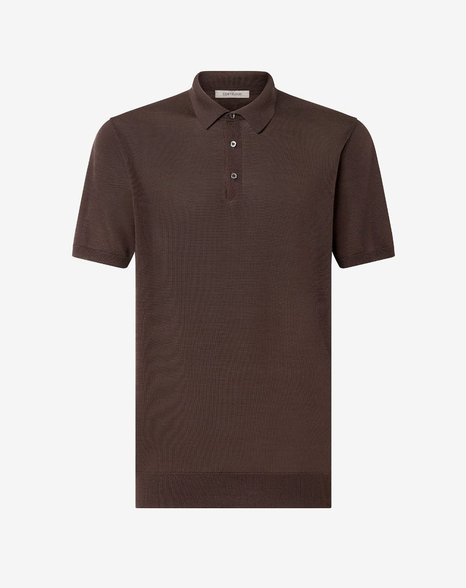 Brown pure silk button-up polo - 2
