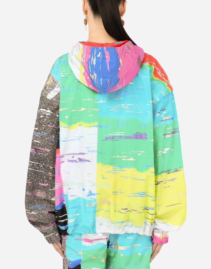 Nylon windbreaker with multi-colored glitch print - 2