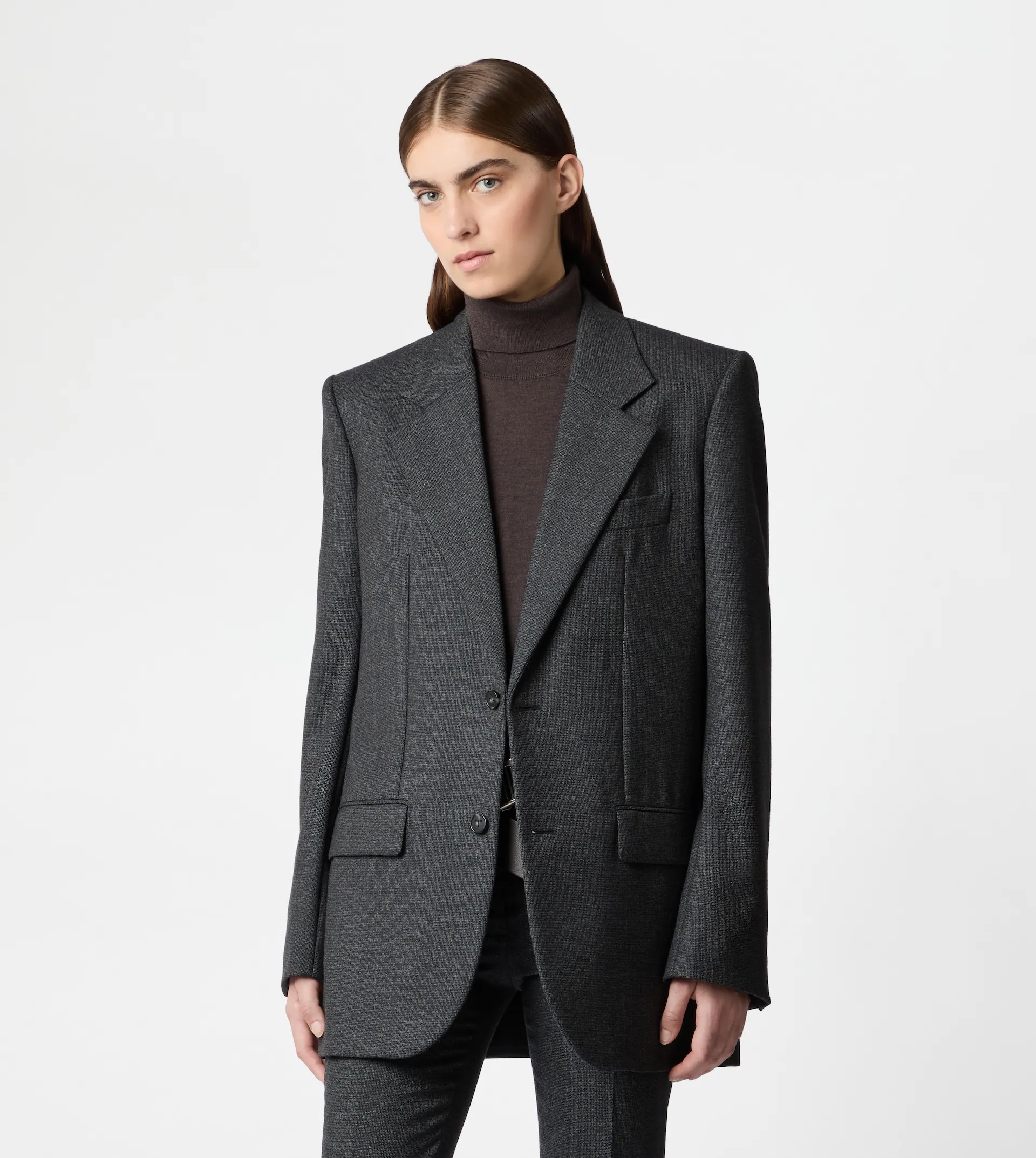 BLAZER IN WOOL - BLACK, GREY - 6