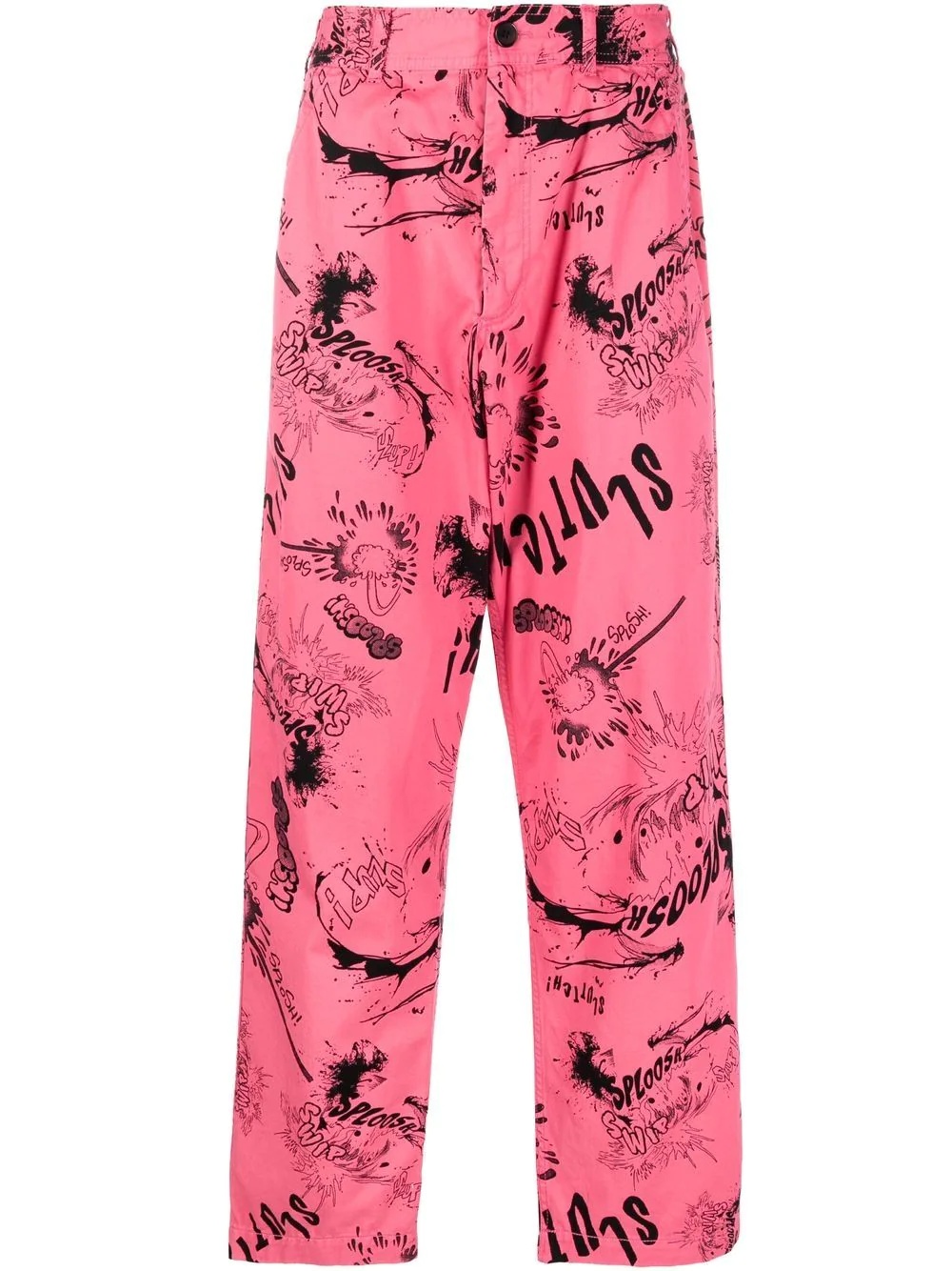 graffiti-print straight-leg trousers - 1