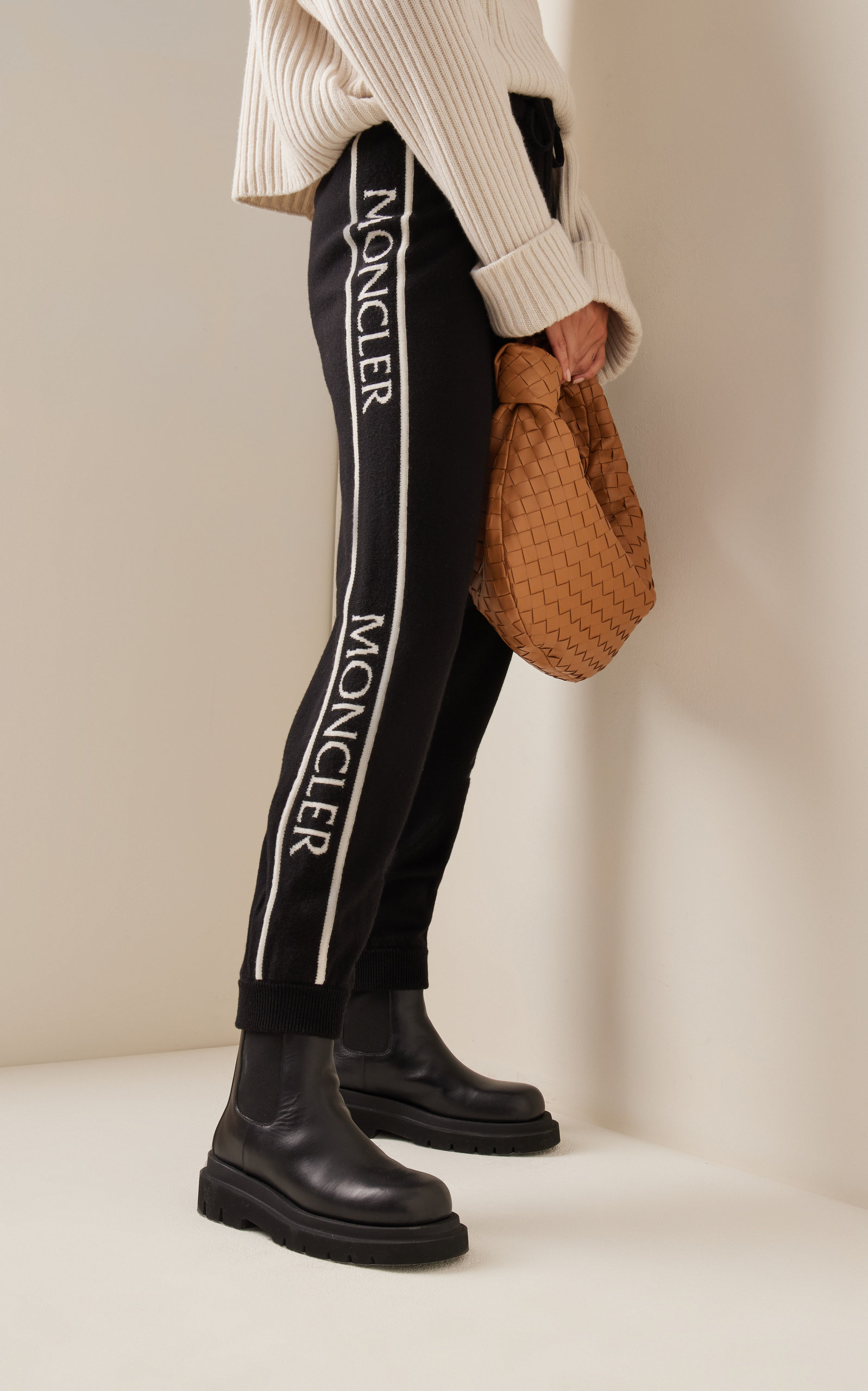 Logo-Trimmed Wool Sweatpants black - 3