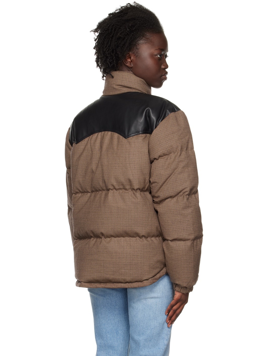 Brown Cal Houndstooth Down Jacket - 3