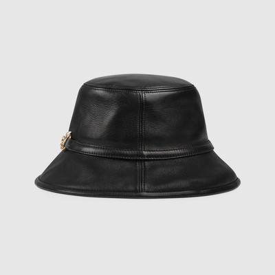 GUCCI Leather bucket hat with Horsebit outlook