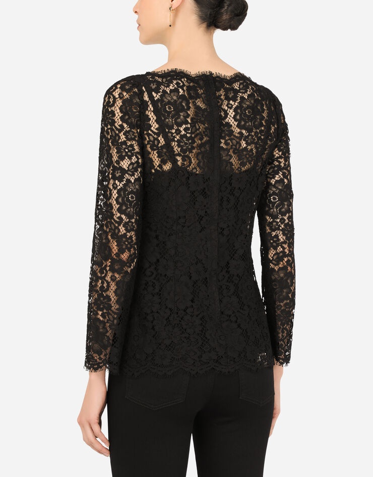 Long-sleeved cordonetto lace top - 5