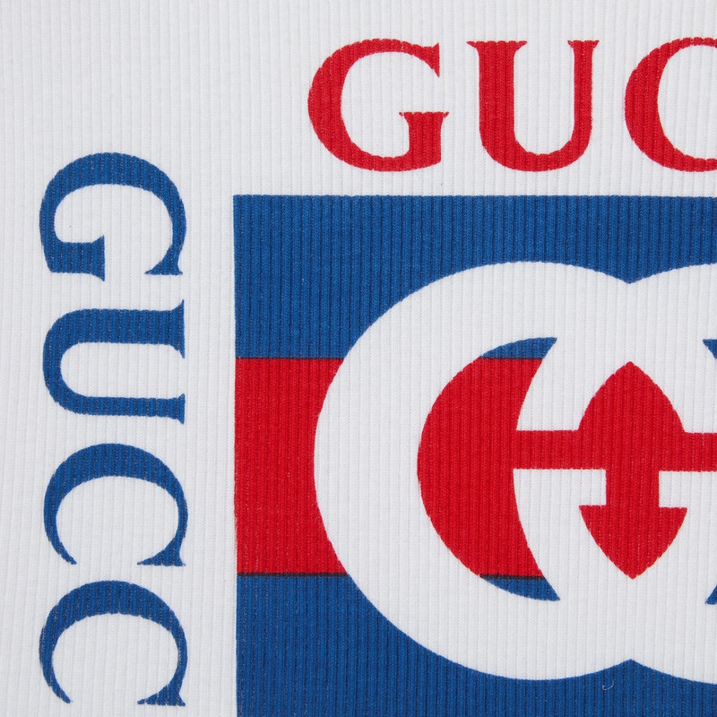 Rib cotton tank top with Gucci print 7