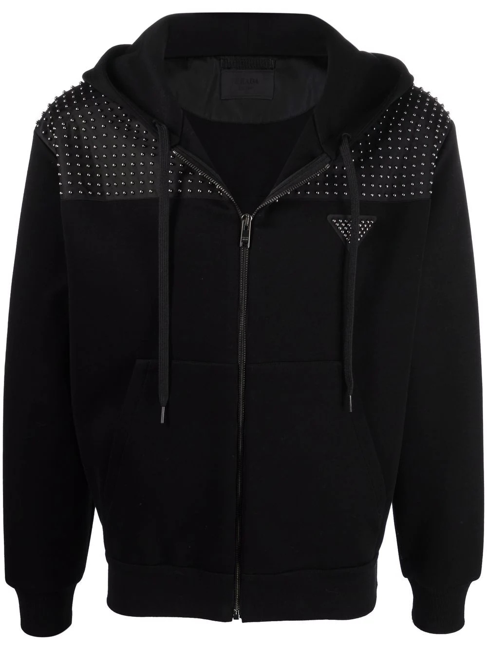 studded panel zip hoodie - 1