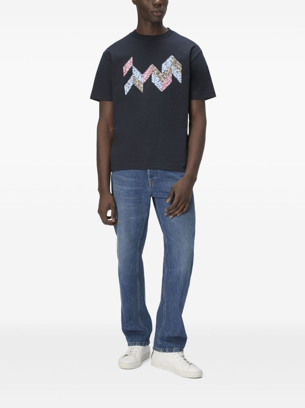 geometric-pattern cotton T-shirt - 2