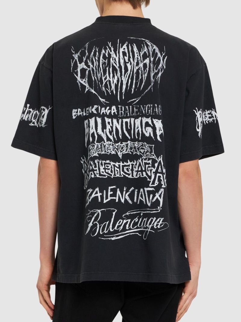 BALENCIAGA LNY logo print cotton t-shirt | luisaviaroma