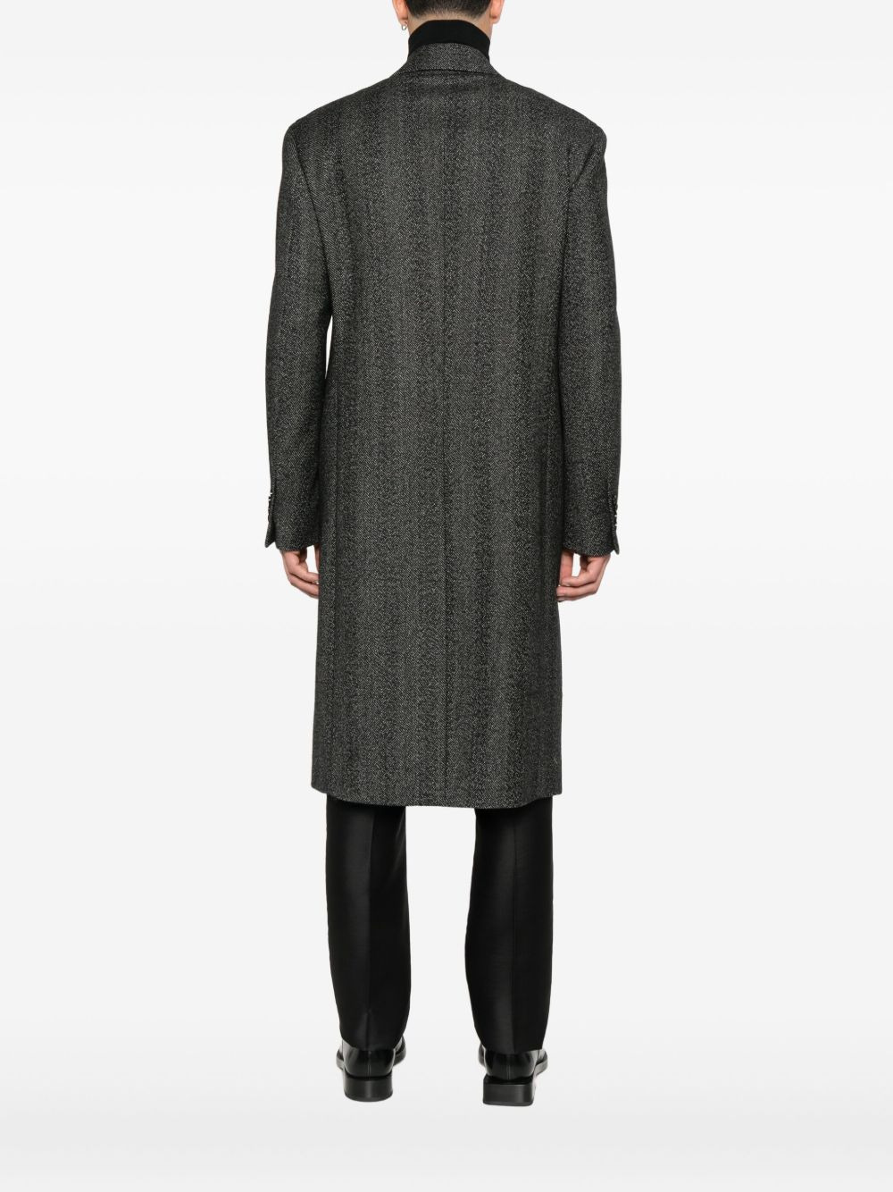 double-breasted herringbone coat - 4