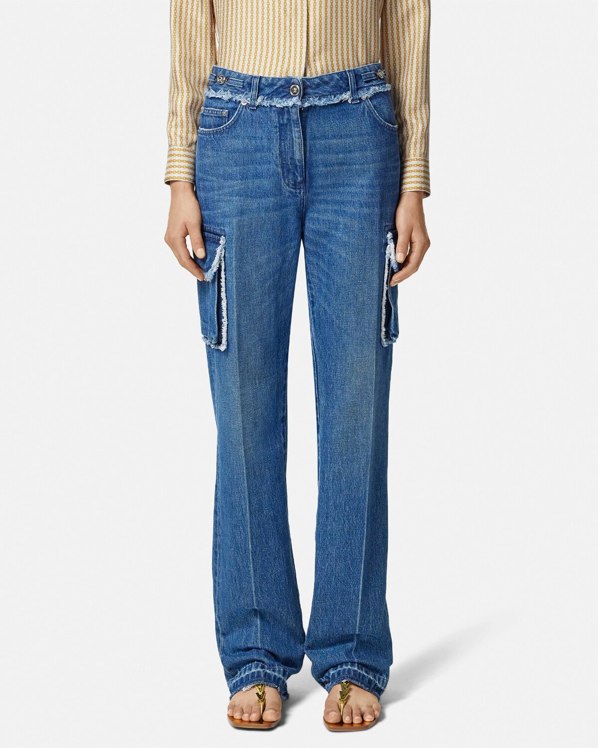 Frayed Cargo Jeans - 4
