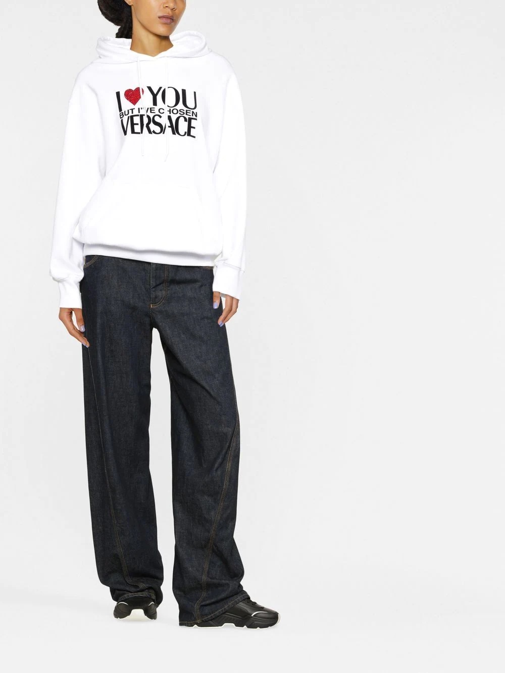 crystal-embellished slogan hoodie - 2