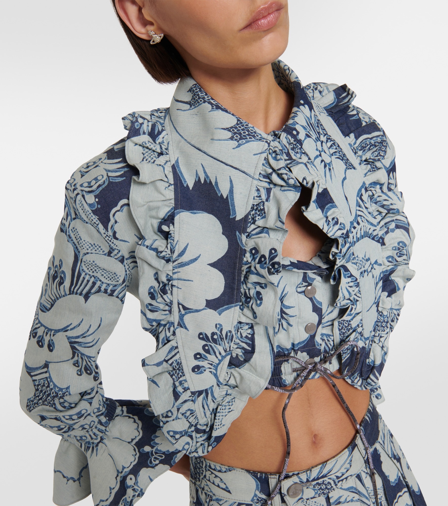 Heart floral ruffled cotton blouse - 4