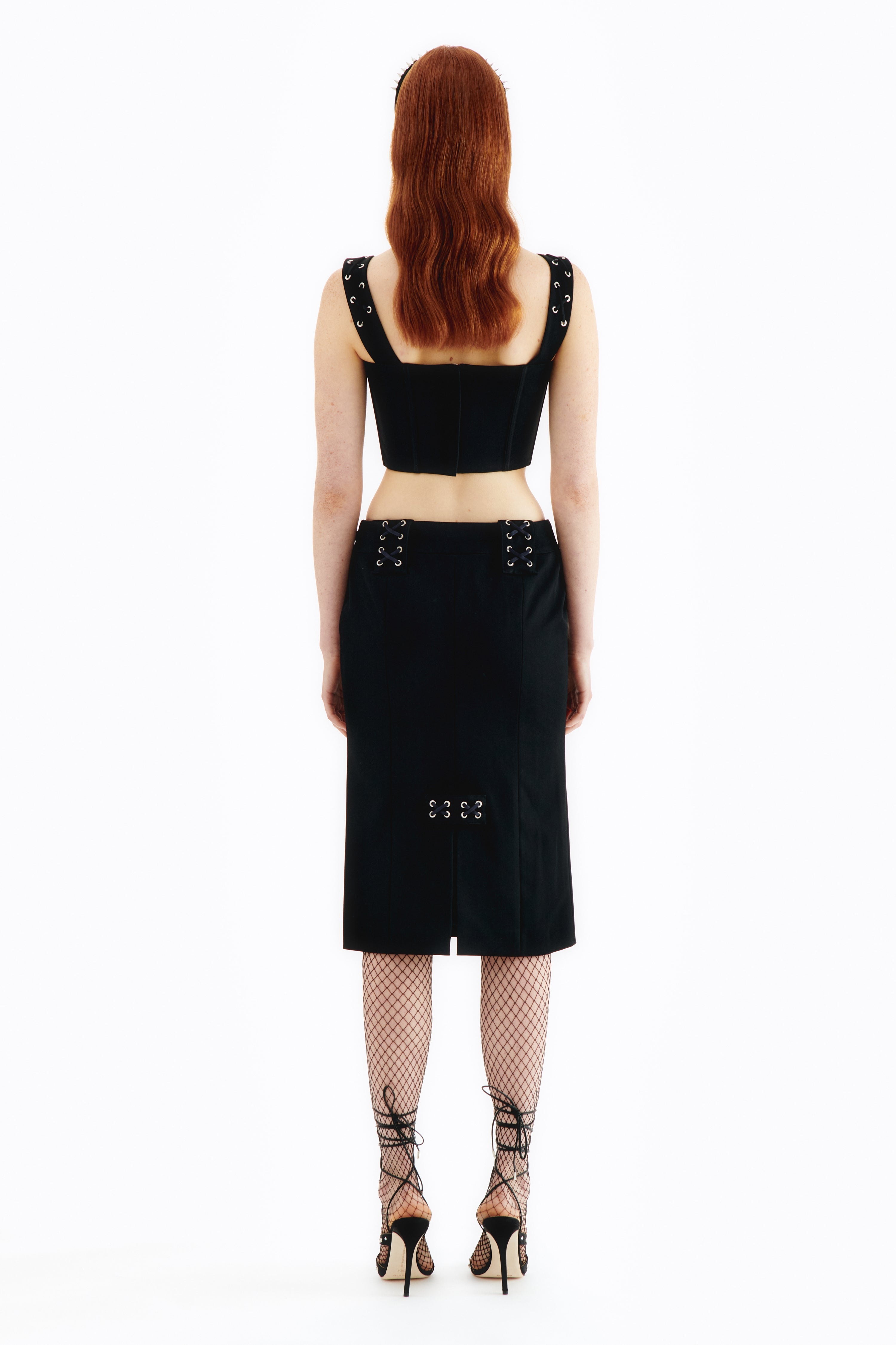 STRETCH WOOL BUSTIER WITH LACE UP - 4