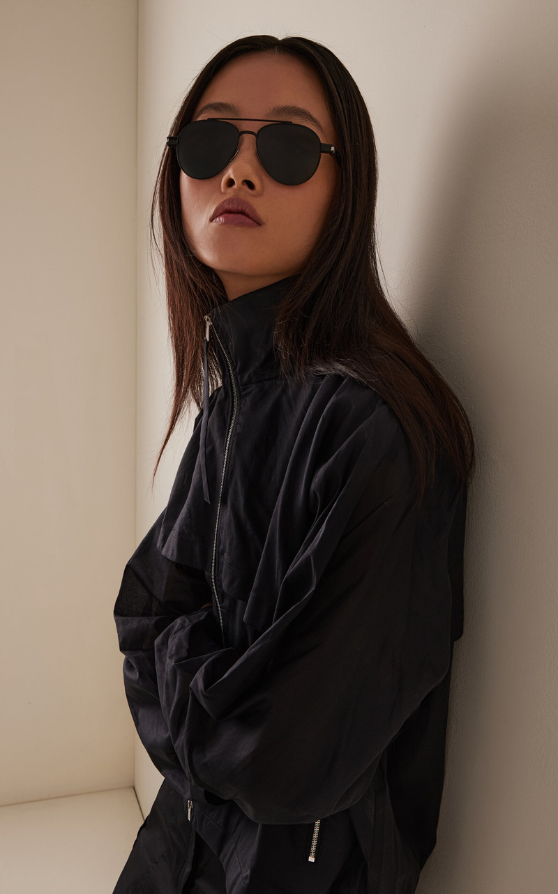 SAINT LAURENT Aviator-Frame Metal Sunglasses black outlook