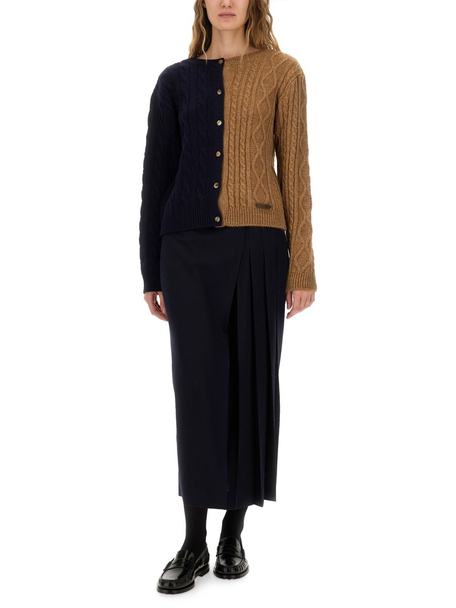 TWO-TONE ALPACA BLEND CARDIGAN - 2