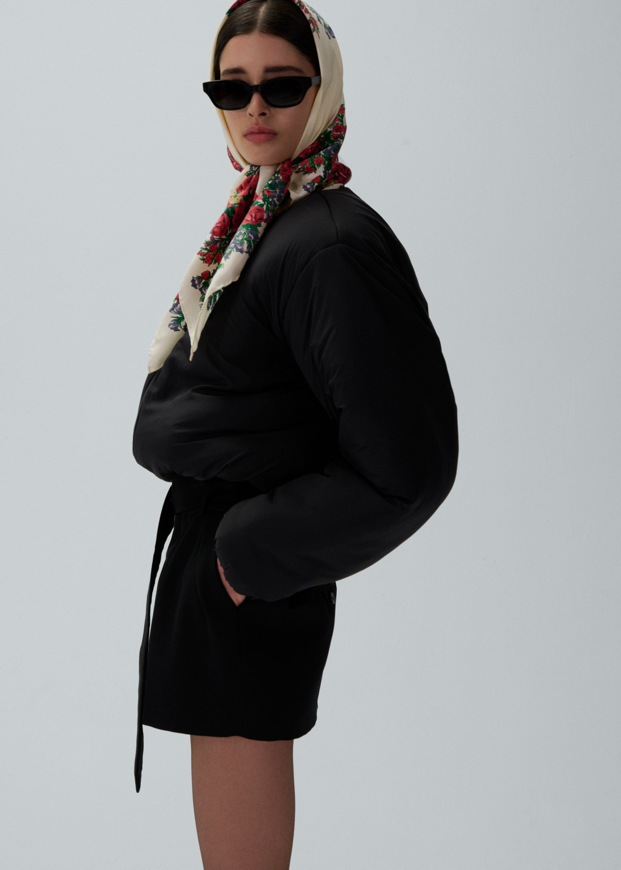 Belted mini skirt in black - 4