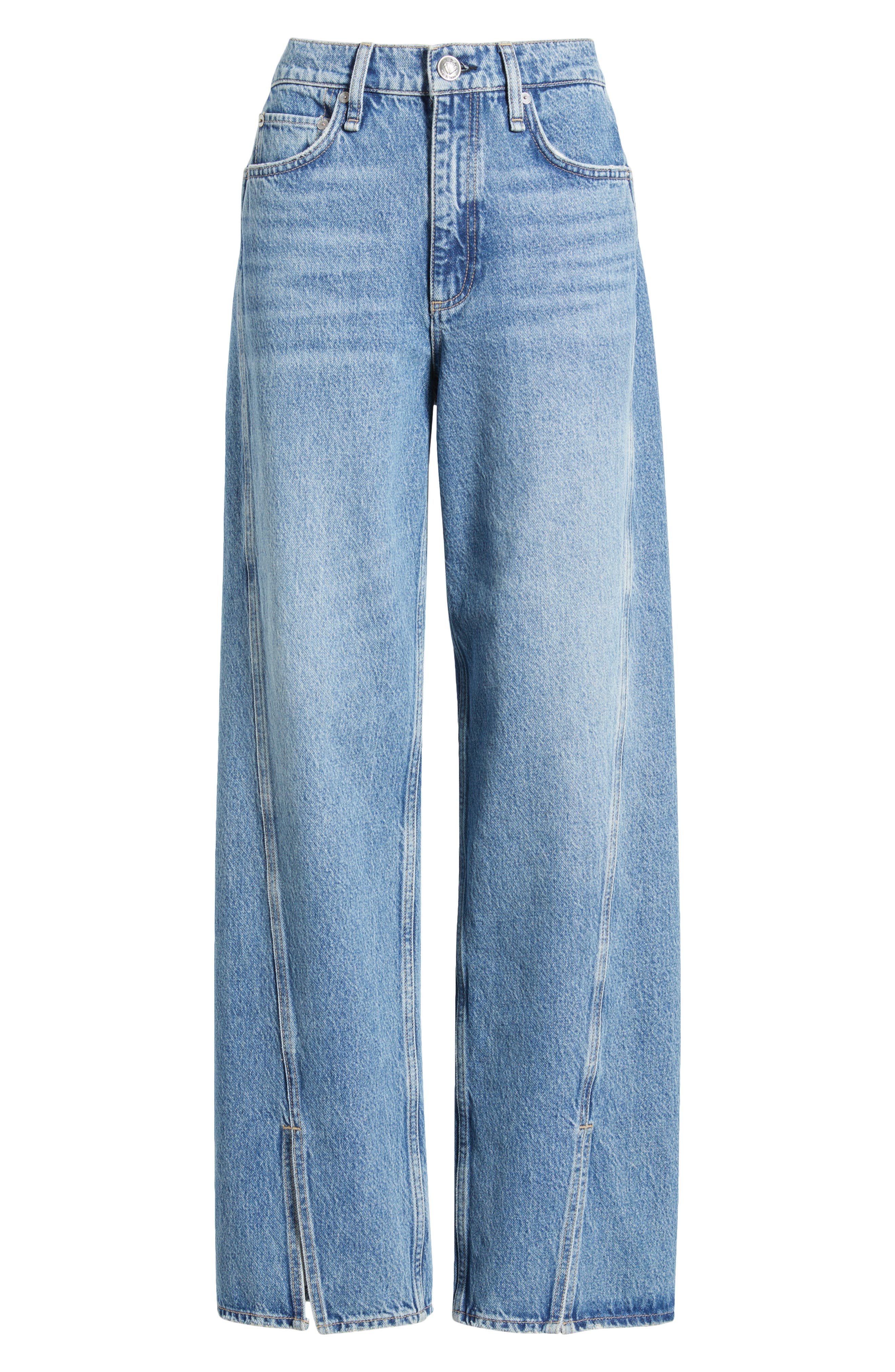 rag & bone High Waist Slit Hem Straight Leg Jeans in Astoria at Nordstrom - 5
