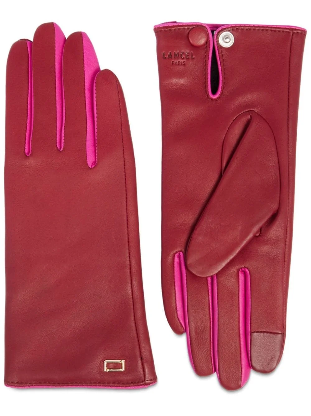 contrast-trim leather gloves - 1