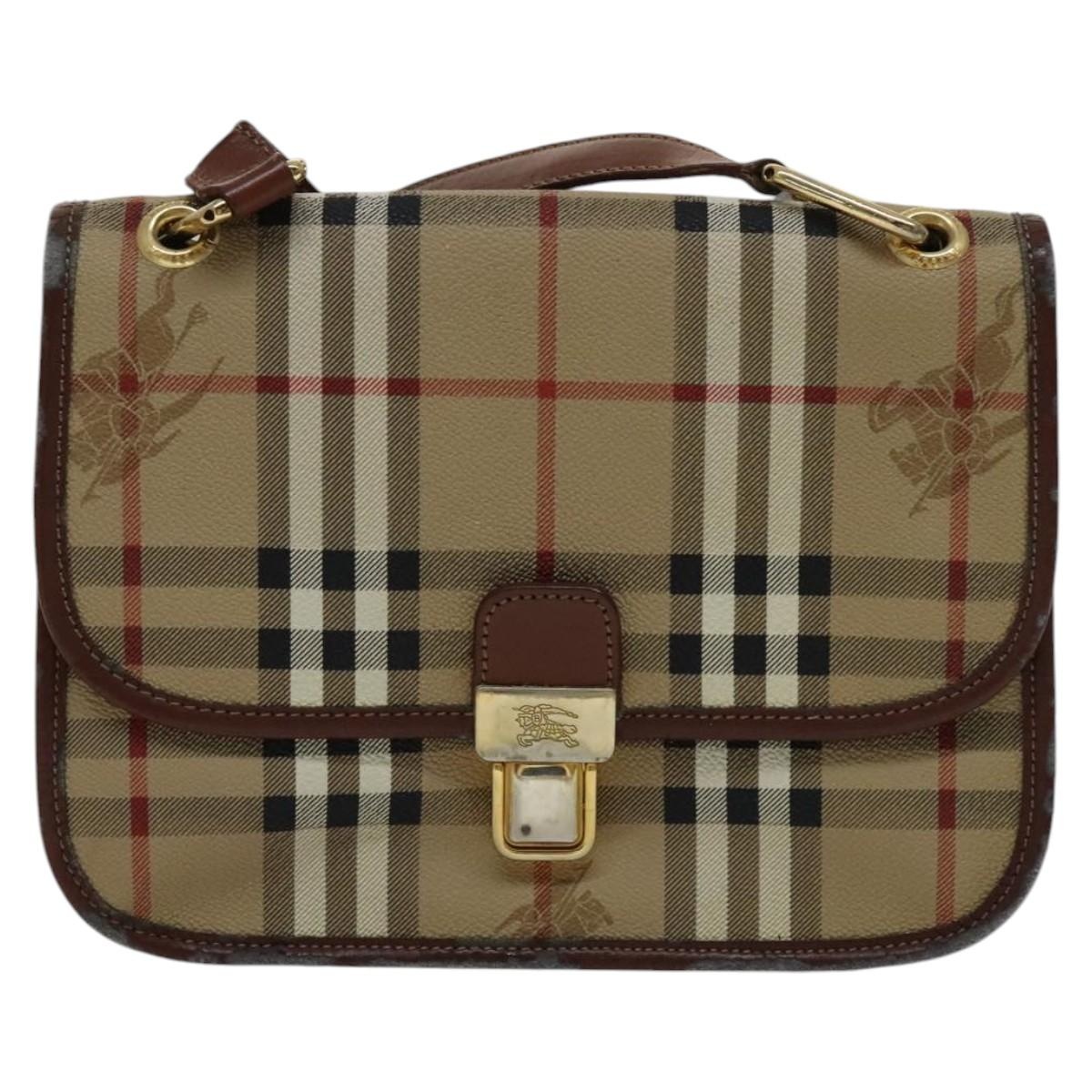Burberry Nova Check Shoulder Bag Pvc Beige Brown Gold - 2