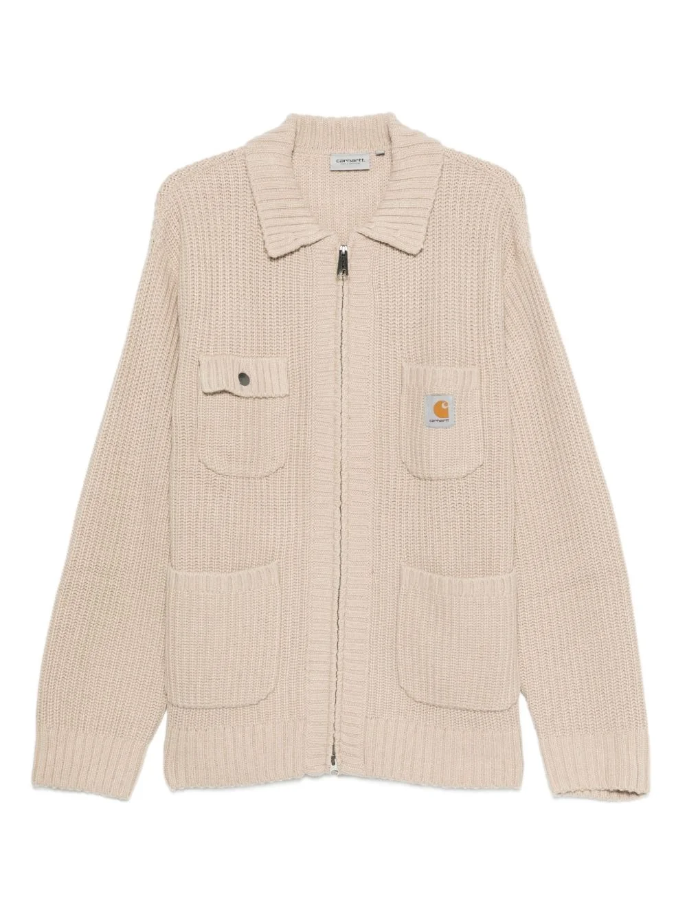 logo patch zip chore cardigan - 1