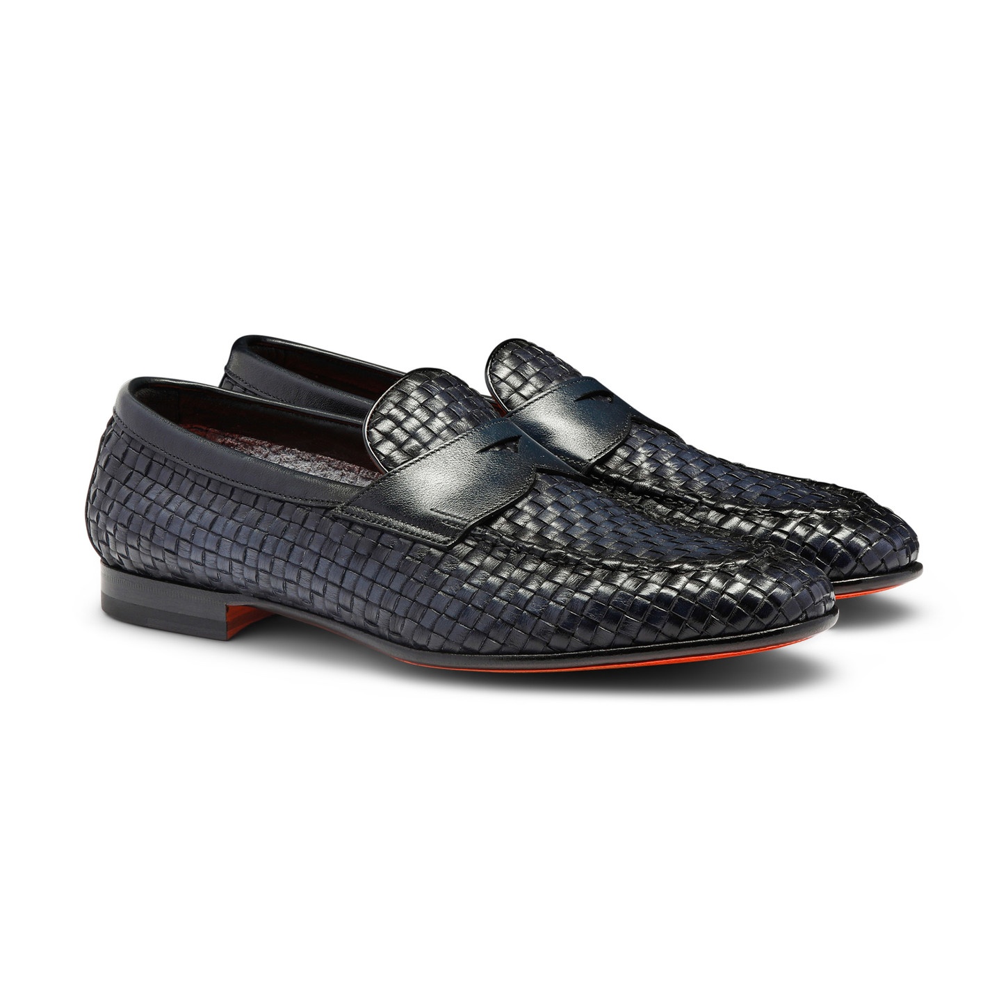 Men's blue woven leather penny loafer - 4