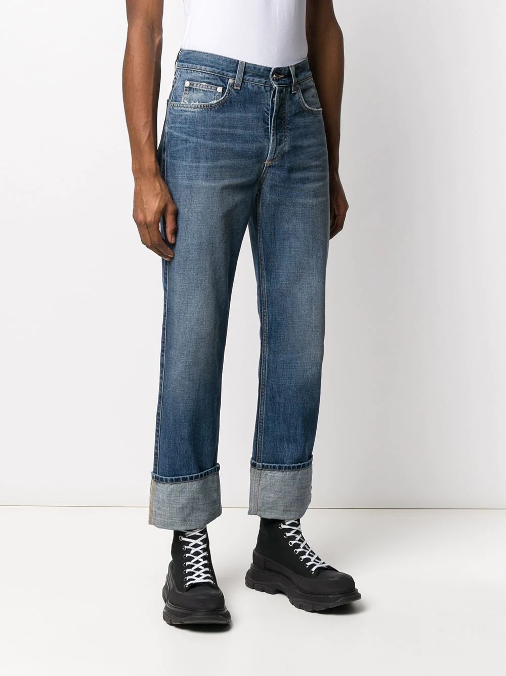 mild stonewashed straight jeans - 3