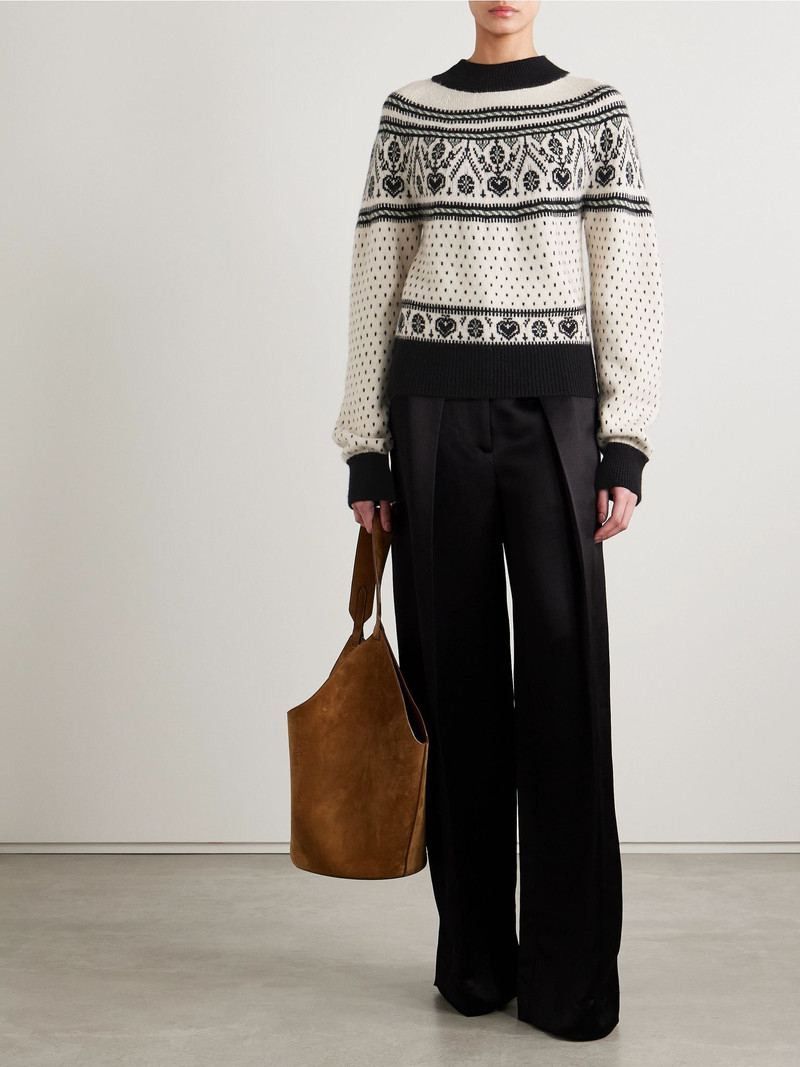 KHAITE Guy intarsia cashmere-blend sweater Cream outlook