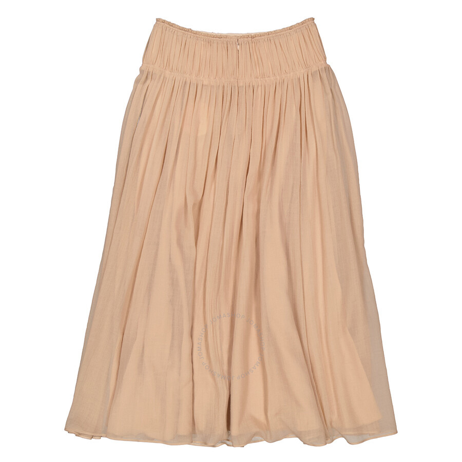 Chloe Ladies Barley Brown Wool Flared Long Skirt - 2
