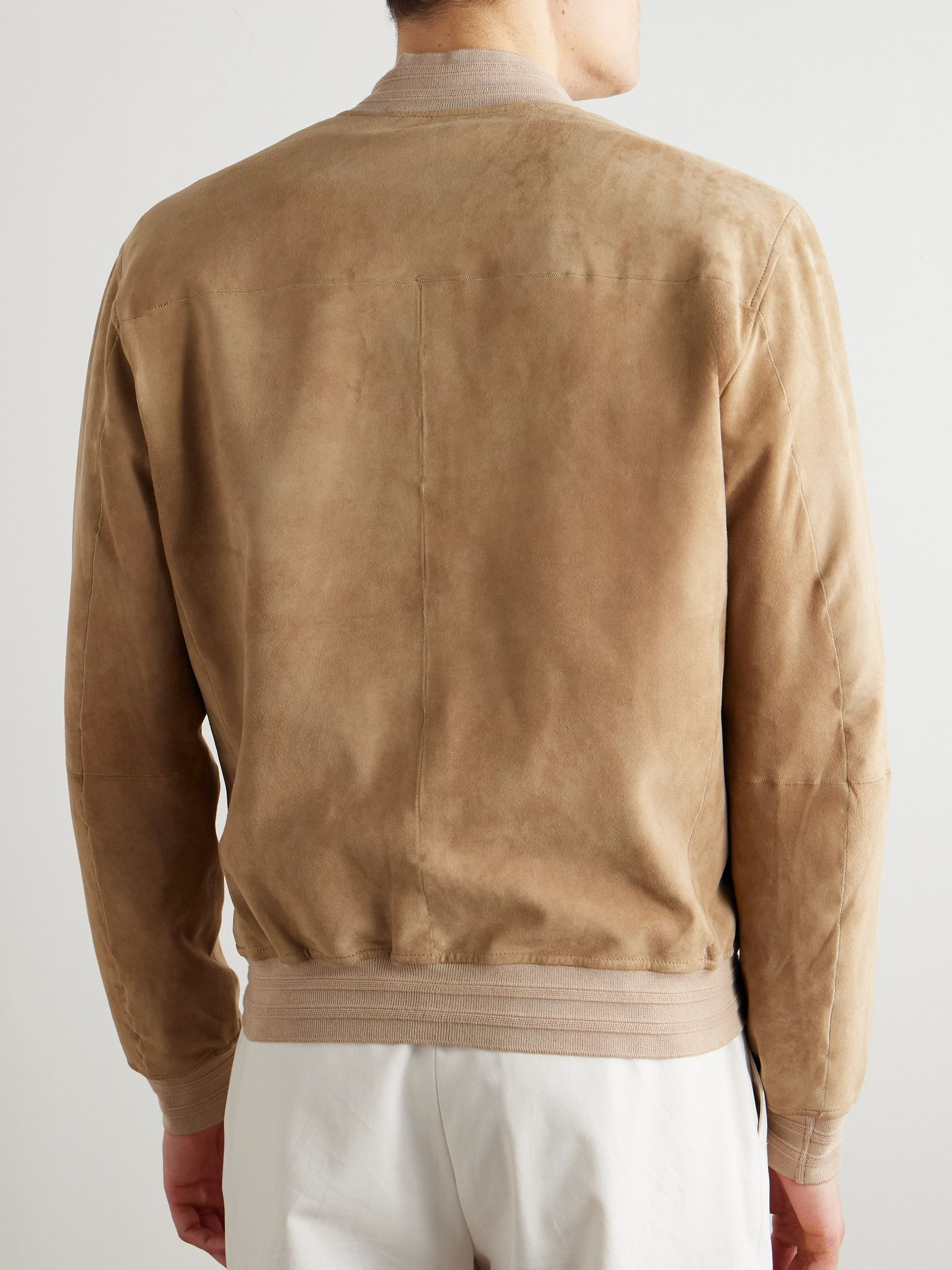Suede Bomber Jacket Beige - 3