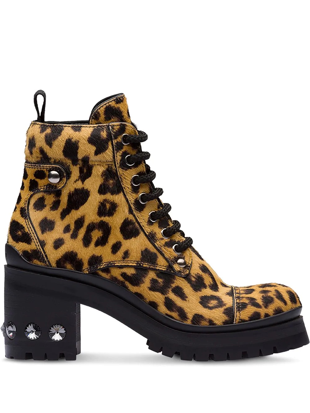 leopard print embellished boots - 1