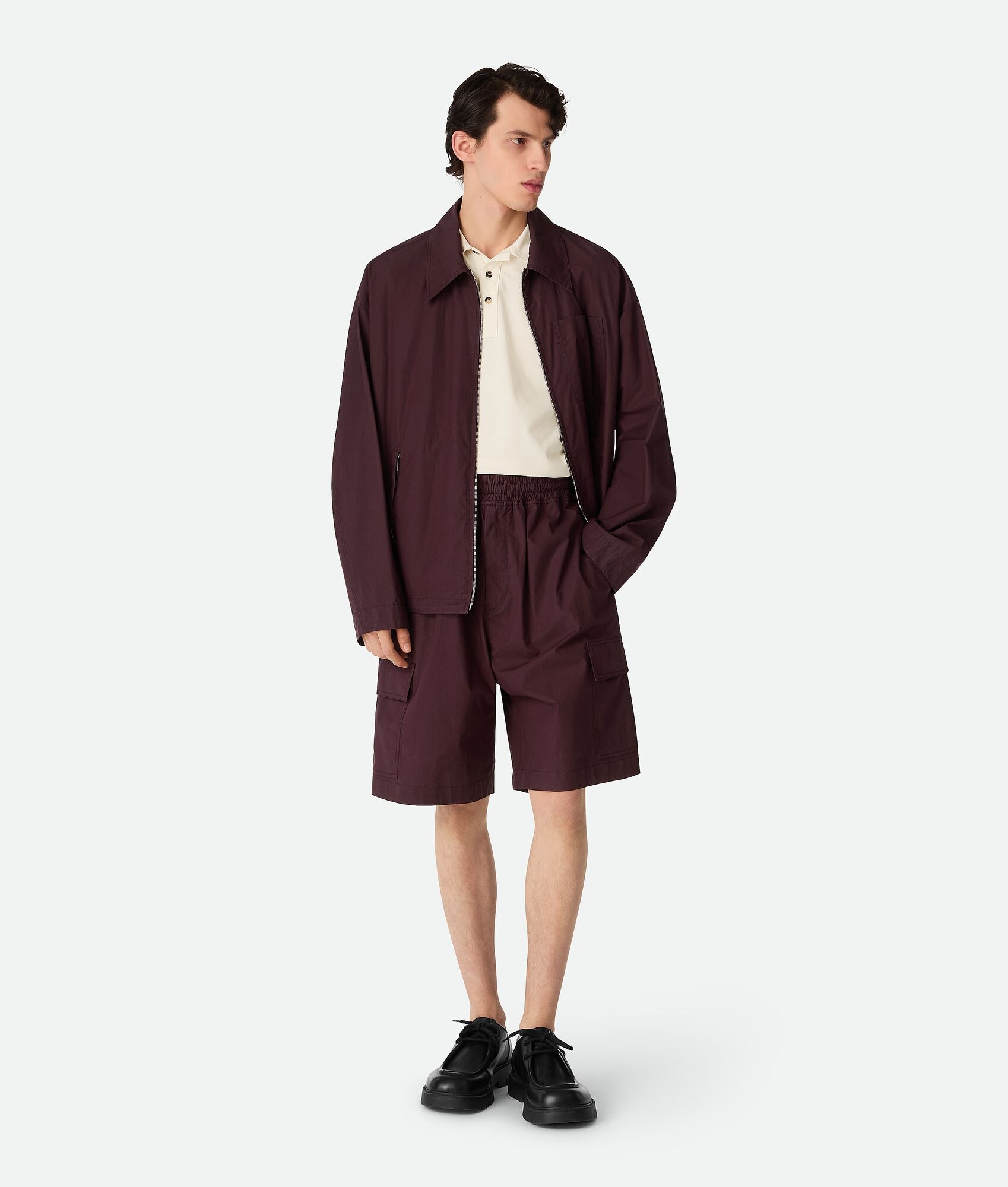 Resinated Cotton Cargo Shorts - 4