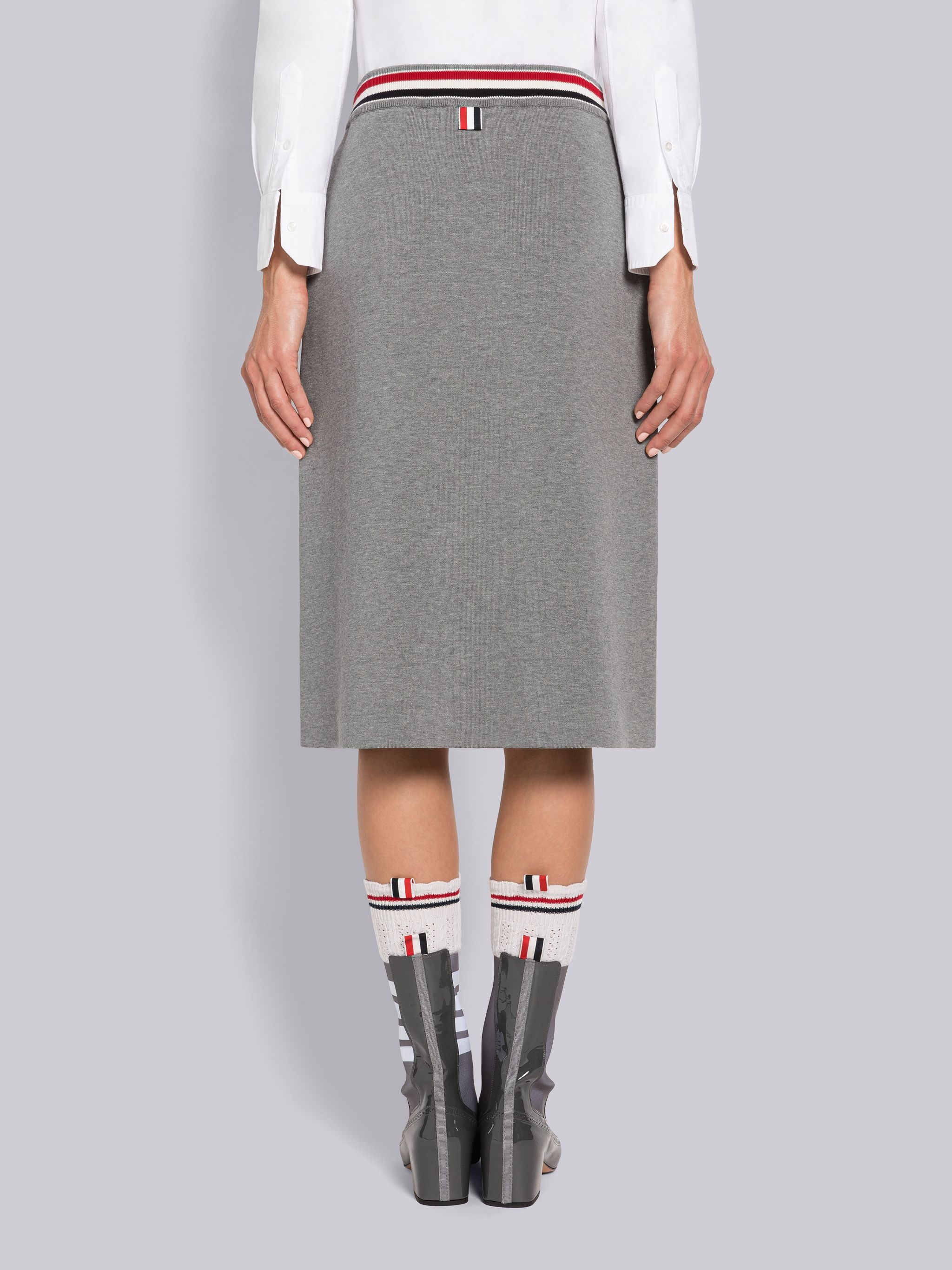Double Face Cotton A-Line Skirt With Bow - 3