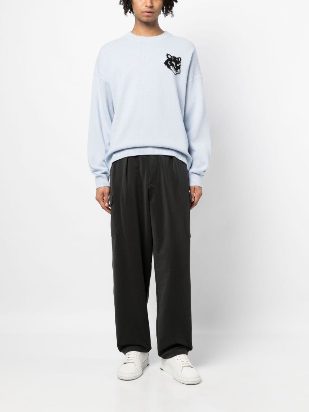 intarsia-knit logo wool jumper - 2