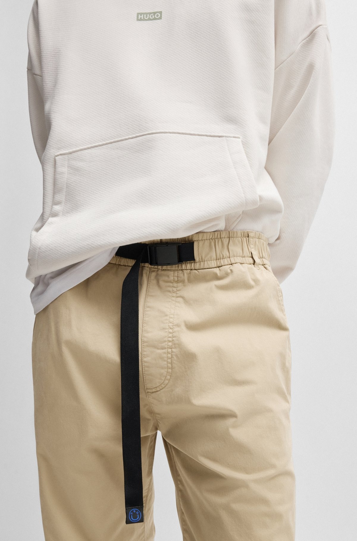 TAPERED-FIT TROUSERS IN STRETCH GABARDINE WITH BRANDED BELT - 5