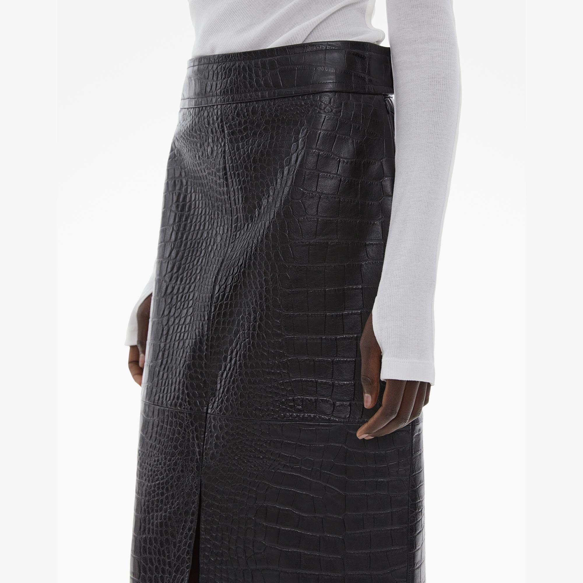 EMBOSSED LEATHER MIDI SKIRT - 7