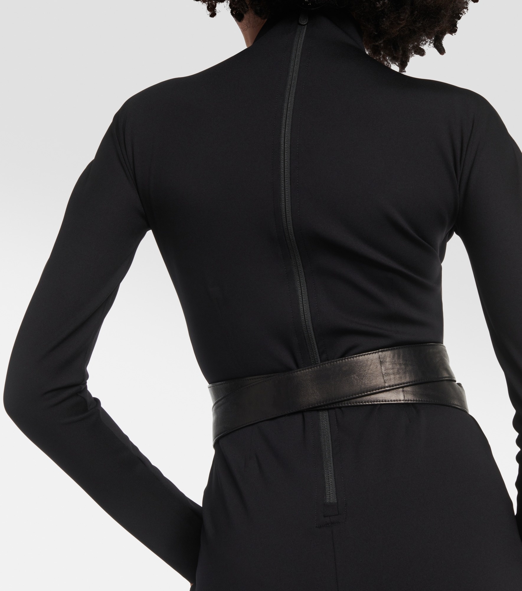 Leather-trimmed jersey maxi dress - 6