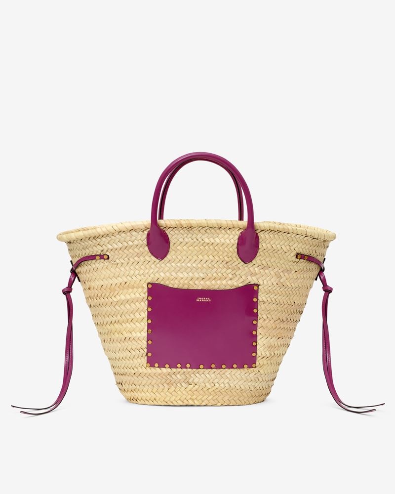 CADIX RAFFIA AND LEATHER BASKET BAG - 1